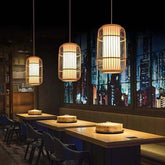 Long Column Weaving Rattan Vintage Pendant Light - Clowas